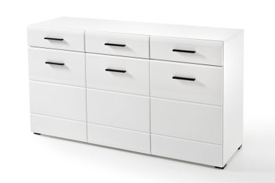 LAUREN Komoda SB - biały & biały połysk MDF