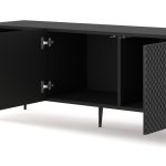 Ravenna C TV Stand diamond MDF black high gloss with pin legs — изображение 2