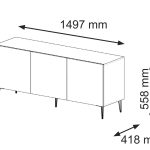 Ravenna C TV Stand diamond MDF black high gloss with pin legs — изображение 3