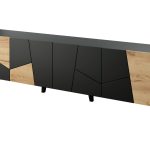 VITRAIL_TV_STAND_200_4D_BLACK_MAT_CRAFT_OAK_ETNA — изображение 1