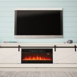 GRANERO TV Stand with Sliding Milled Fronts and Electric Fireplace — изображение 2