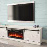 GRANERO TV Stand with Sliding Milled Fronts and Electric Fireplace — изображение 3