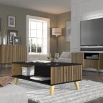 RAVENNA_PB_COFFE_TABLE_90x60_BLACK_MAT_ARTISAN_OAK_GOLDEN_LEGS — изображение 2